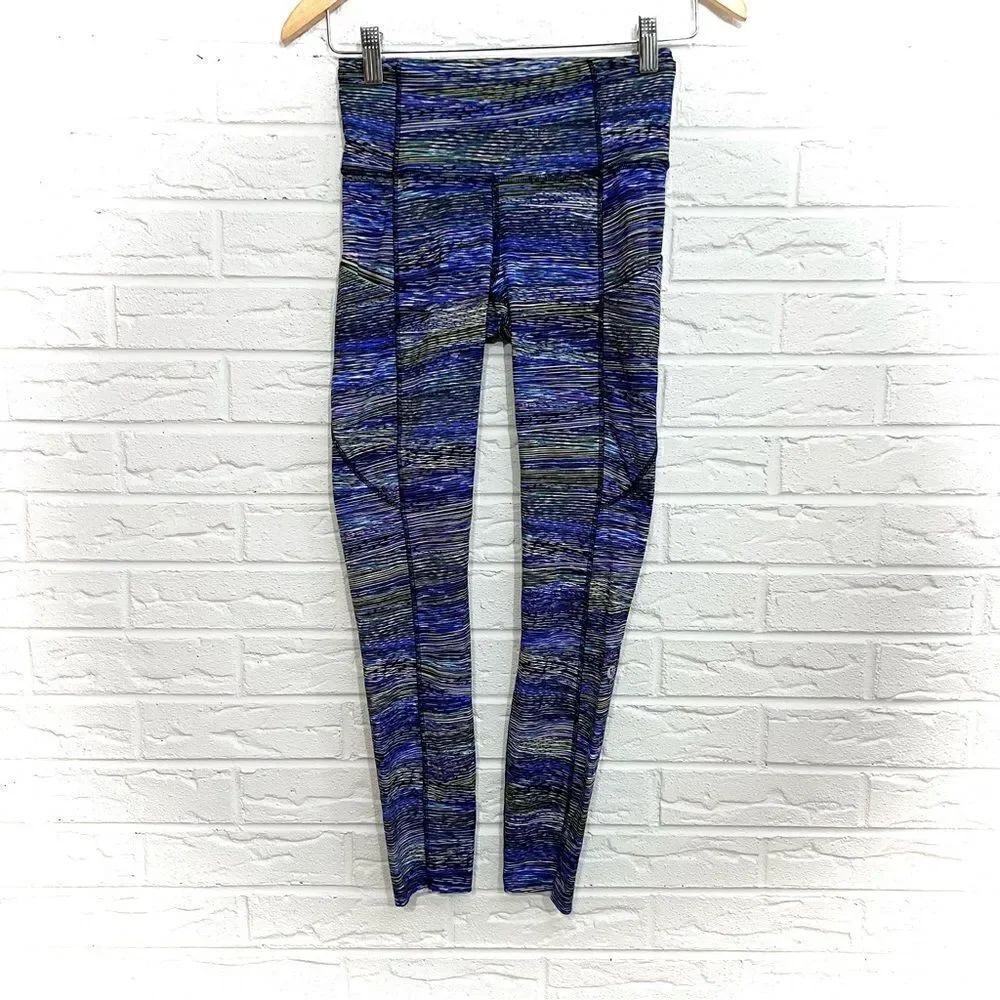 Lululemon Fast and Free Tight II 25” Blue Multi Size 4